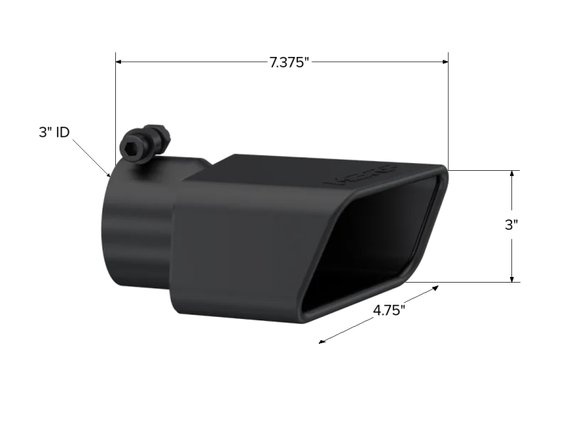MBRP Universal Tip 4.75inx 3in Rectangle Angled Cut 3in O.D. inlet Driver Side 7.375in length Black - Installation View
