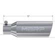 Load image into Gallery viewer, MBRP Universal Tip 4in OD 2.5in Inlet 12in Length Angled Cut Rolled End Clampless No-Weld T304 - Detail View