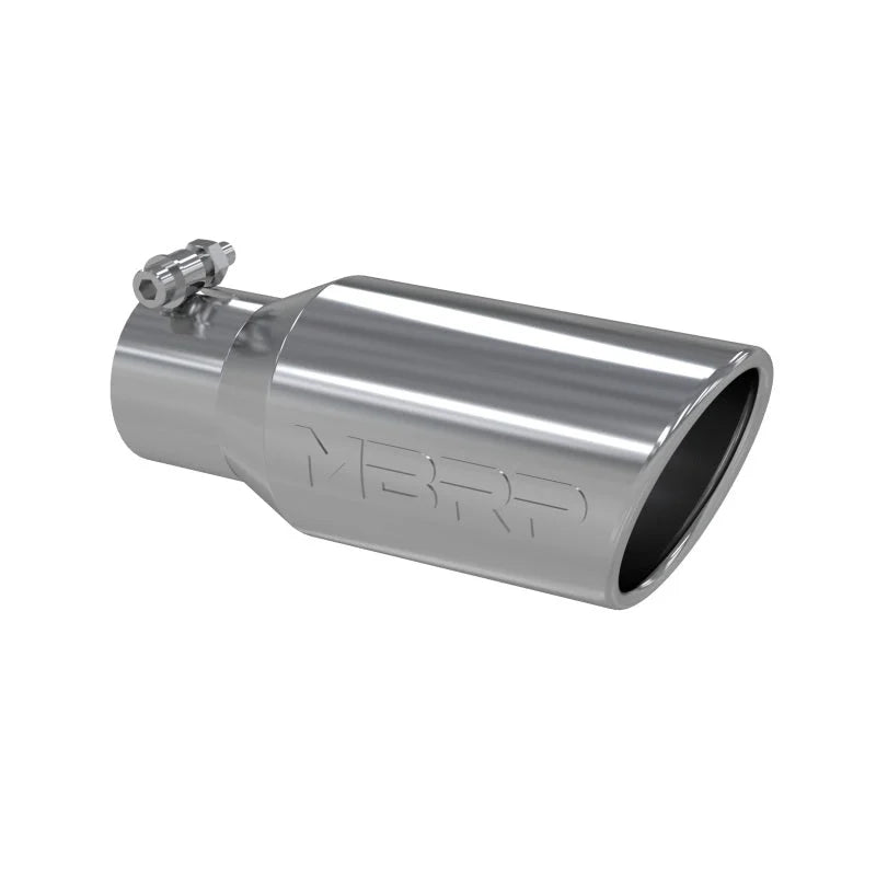 MBRP Universal Tip 4in OD 2.75in Inlet 10in Length Angled Rolled End T304 - Side View