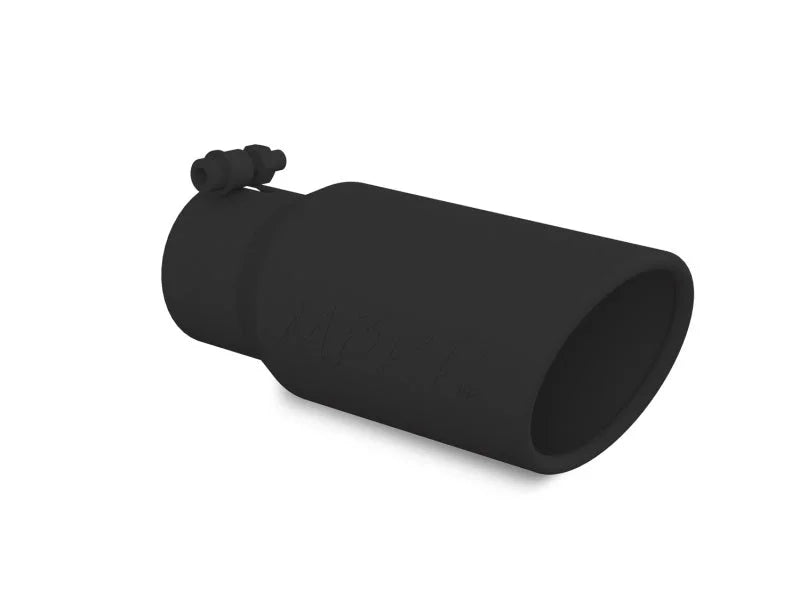 MBRP Universal Tip 4in OD 3in Inlet 10in Length Angled Rolled End Black - Side View