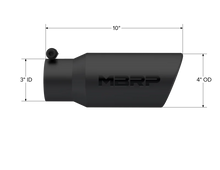 Load image into Gallery viewer, MBRP Universal Tip 4in OD 3in Inlet 10in Length Angled Rolled End Black - Detail View