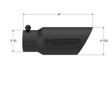 Load image into Gallery viewer, MBRP Universal Tip 4in OD 3in Inlet 10in Length Dual Wall Angled End Black - Detail View