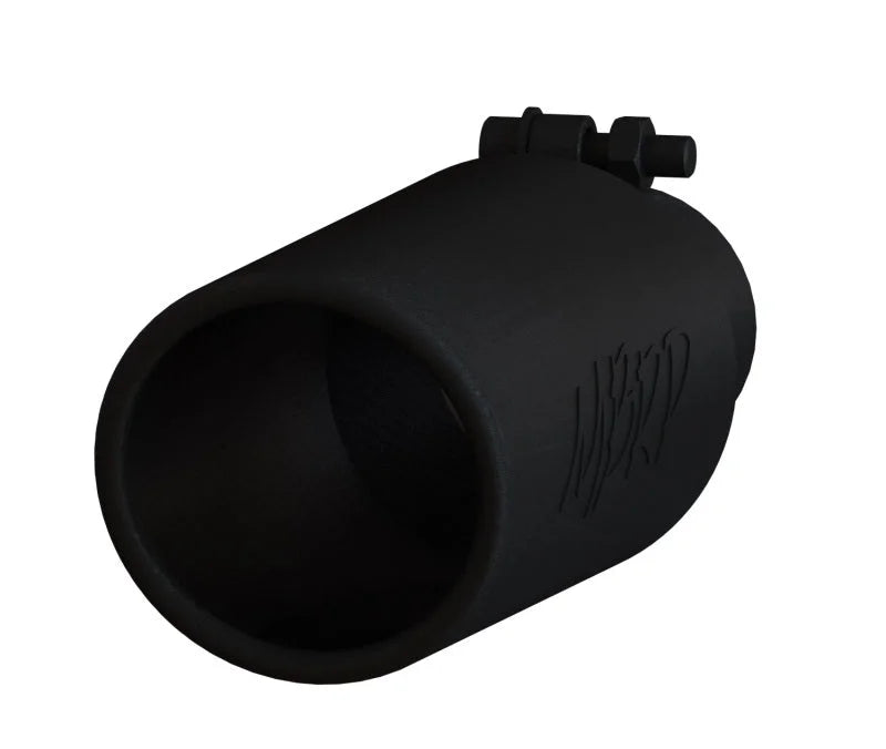 MBRP Universal Tip 4in O.D. Angled Rolled End 2.5in inlet 12in length Black - Side View