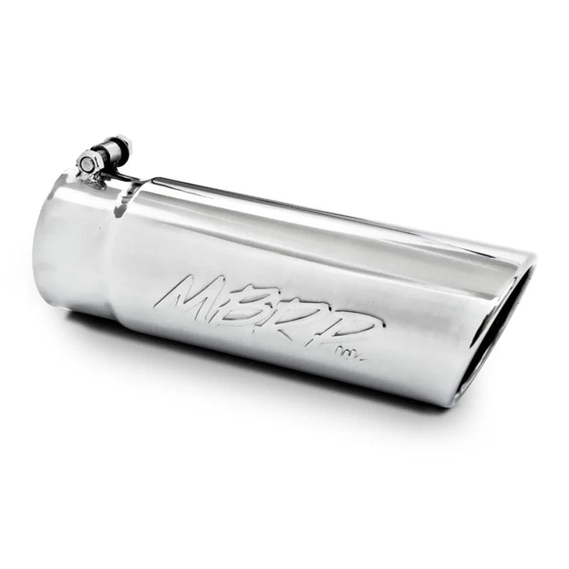 MBRP Universal Tip 4in O.D. Angled Rolled End 3 inlet 10 length - Side View