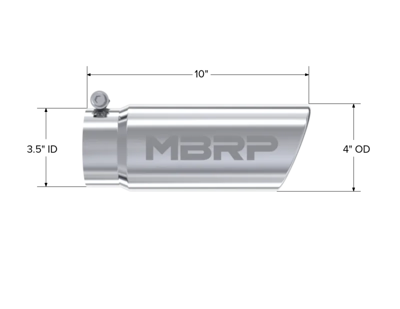 MBRP Universal Tip 4in O.D. Angled Rolled End 3 inlet 10 length - Detail View