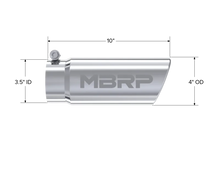 Load image into Gallery viewer, MBRP Universal Tip 4in O.D. Angled Rolled End 3 inlet 10 length - Detail View