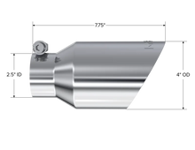 Load image into Gallery viewer, MBRP Universal Tip 4in O.D. Dual Wall Angled 2.5in inlet 8in length T304 - Detail View