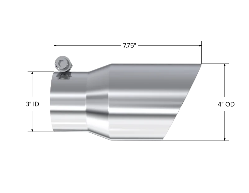 MBRP Universal Tip 4in O.D. Dual Wall Angled 3in inlet 8in length T304 - Detail View