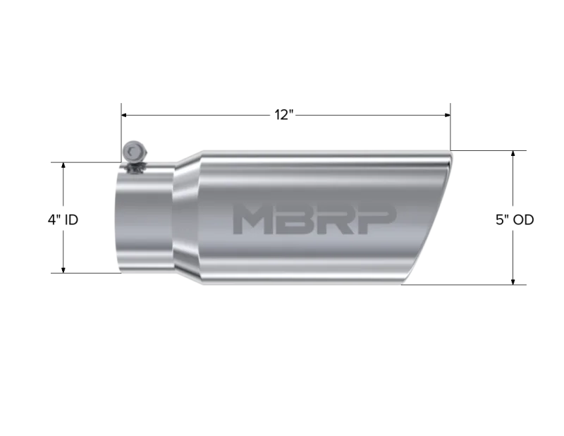 MBRP Universal Tip 5 O.D. Angled Rolled End 4 inlet 12 length - Detail View