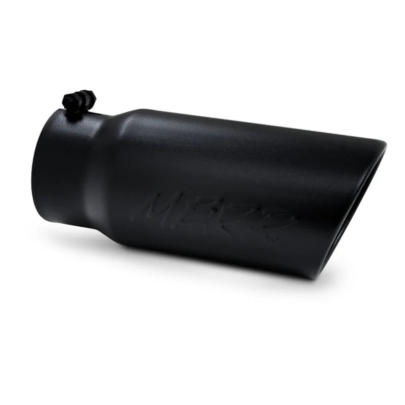 MBRP Universal Tip 5 O.D. Angled Rolled End 4 inlet 12 length - Black Finish - Main Product View
