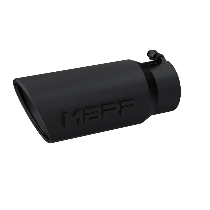 MBRP Universal Tip 5 O.D. Angled Rolled End 4 inlet 12 length - Black Finish - Side View