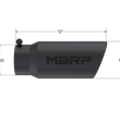 Load image into Gallery viewer, MBRP Universal Tip 5 O.D. Angled Rolled End 4 inlet 12 length - Black Finish - Detail View