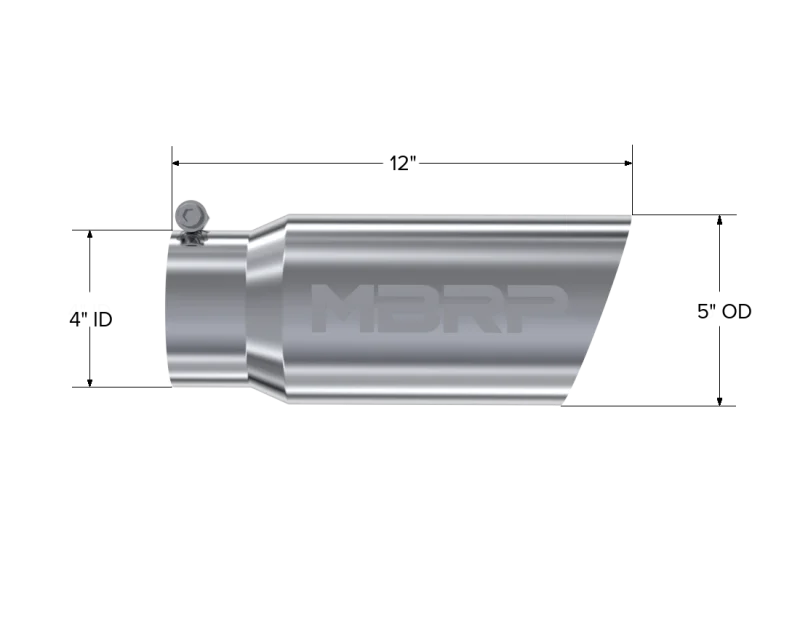 MBRP Universal Tip 5 O.D. Angled Single Walled 4 inlet 12 length - Detail View
