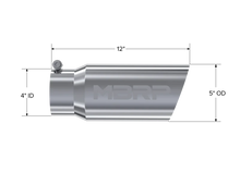 Load image into Gallery viewer, MBRP Universal Tip 5 O.D. Angled Single Walled 4 inlet 12 length - Detail View