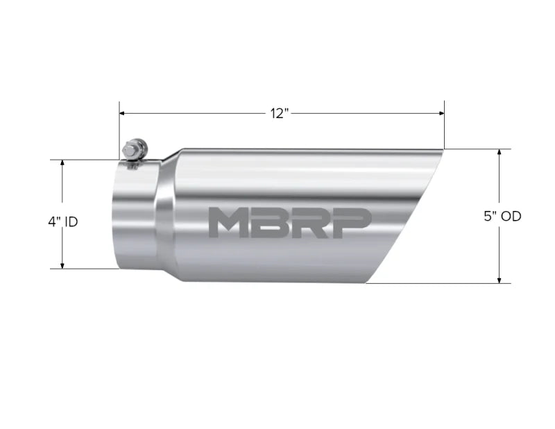 MBRP Universal Tip 5 O.D. Dual Wall Angled 4 inlet 12 length - Detail View