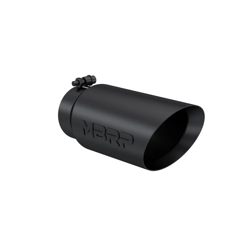 MBRP Universal Tip 5 O.D. Dual Wall Angled 4 inlet 12 length - Black Finish - Side View