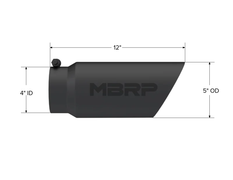 MBRP Universal Tip 5 O.D. Dual Wall Angled 4 inlet 12 length - Black Finish - Detail View