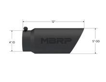 Load image into Gallery viewer, MBRP Universal Tip 5 O.D. Dual Wall Angled 4 inlet 12 length - Black Finish - Detail View