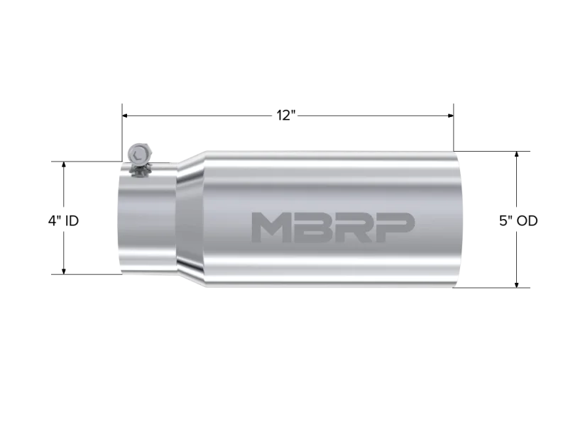 MBRP Universal Tip 5 O.D. Dual Wall Straight 4 inlet 12 length - Detail View