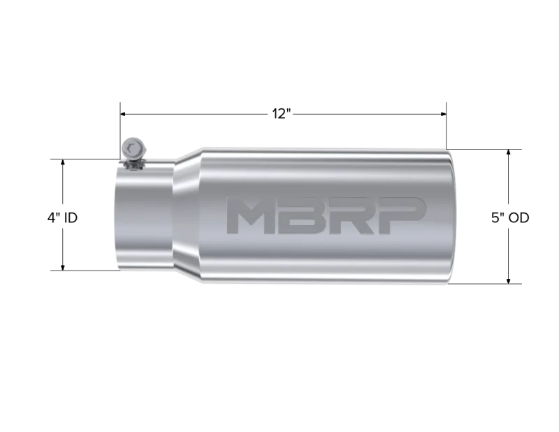 MBRP Universal Tip 5 O.D. Rolled Straight 4 inlet 12 length - Detail View