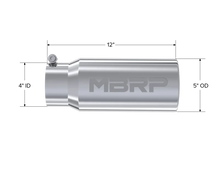 Load image into Gallery viewer, MBRP Universal Tip 5 O.D. Rolled Straight 4 inlet 12 length - Detail View