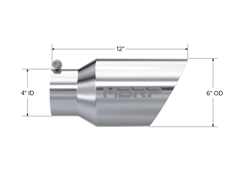 MBRP Universal Tip 6 O.D. Dual Wall Angled 4 inlet 12 length - Detail View