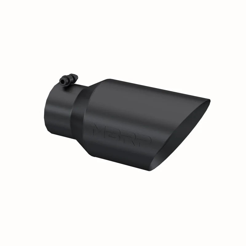 MBRP Universal Tip 6 O.D. Dual Wall Angled 4 inlet 12 length - Black Finish - Side View