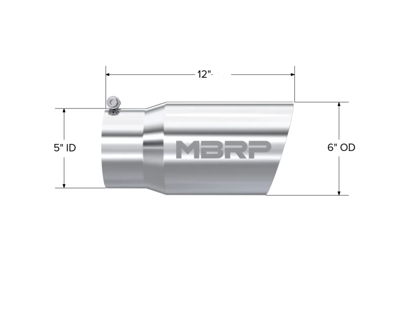 MBRP Universal Tip 6 O.D. Dual Wall Angled 5 inlet 12 length - Side View