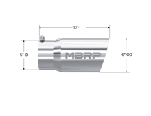 Load image into Gallery viewer, MBRP Universal Tip 6 O.D. Dual Wall Angled 5 inlet 12 length - Side View