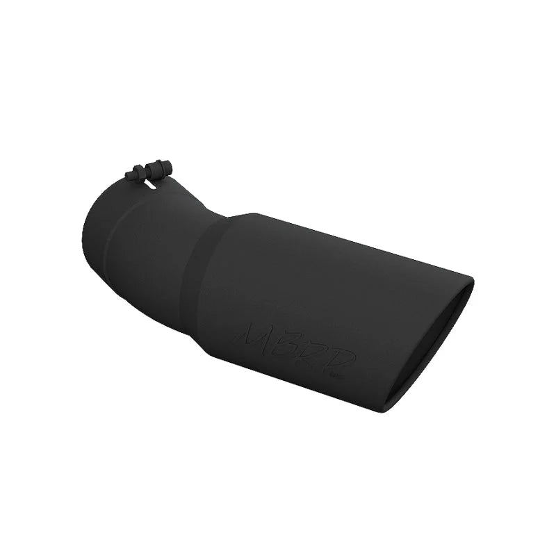 MBRP Universal Tip 6in OD 5in Inlet 15.5in Length 30 Deg Bend Angled Rolled End Black - Main Product View