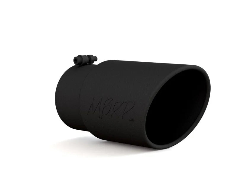 MBRP Universal Tip 6in O.D. Angled Rolled End 5 inlet 12 length - Black Finish - Main Product View