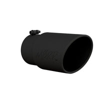 Load image into Gallery viewer, MBRP Universal Tip 6in O.D. Angled Rolled End 5 inlet 12 length - Black Finish - Side View