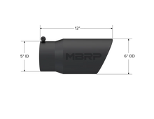 Load image into Gallery viewer, MBRP Universal Tip 6in O.D. Angled Rolled End 5 inlet 12 length - Black Finish - Detail View
