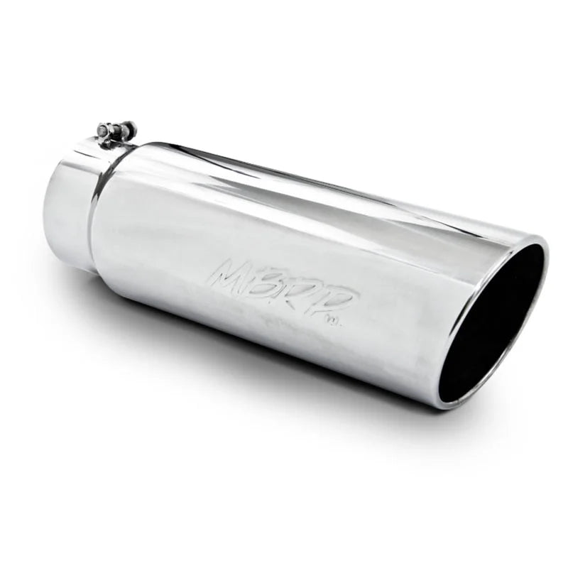 MBRP Universal Tip 6in OD Angled Rolled End 5in Inlet 18in Lgth T304 Exhaust - Side View