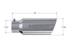Load image into Gallery viewer, MBRP Universal Tip 7in O.D. Rolled End 5in inlet 18in length - T304 (SINGLE TIP) - Detail View