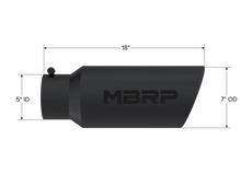 Load image into Gallery viewer, MBRP Universal Tip 7in O.D. Rolled End 5in inlet 18in length Black - Detail View