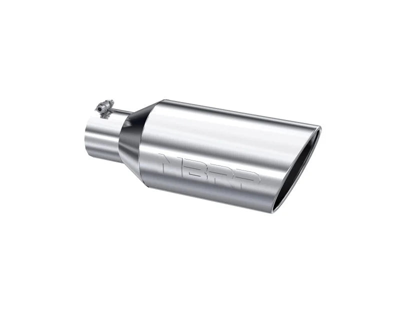 MBRP Universal Tip 7inch O.D. Rolled End 4inch inlet 18inch length - T304 (SINGLE TIP) - Side View