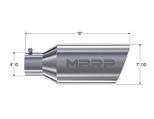 Load image into Gallery viewer, MBRP Universal Tip 7inch O.D. Rolled End 4inch inlet 18inch length - T304 (SINGLE TIP) - Detail View