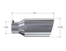 Load image into Gallery viewer, MBRP Universal Tip 8in OD Rolled End 5in Inlet 18in Length T304 - Detail View
