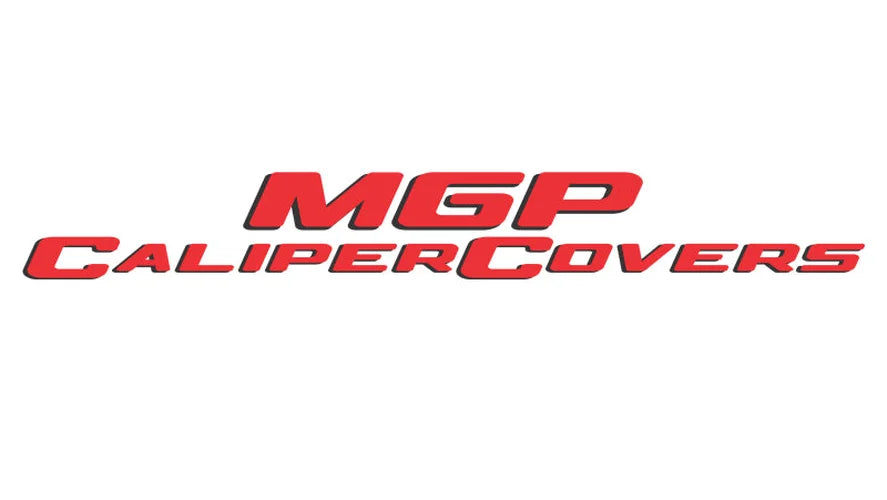 MGP 4 Caliper Covers Engraved Front & Rear Cursive/Challenger Red finish silver ch - Side View