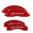 Load image into Gallery viewer, MGP 4 Caliper Covers Engraved Front &amp; Rear F-150 Logo Red Finish Silver Char 2021 Ford F-150 fits 2021-2026 Ford F-150 / 2...