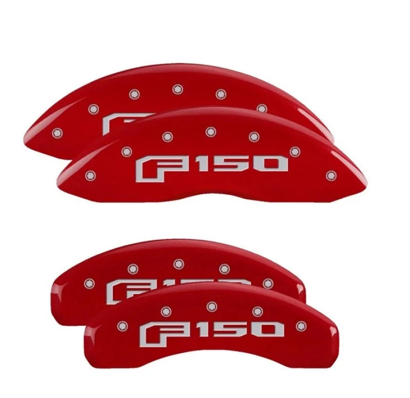 MGP 4 Caliper Covers Engraved Front & Rear F-150 Logo Red Finish Silver Char 2021 Ford F-150 fits 2021-2026 Ford F-150 / 2...