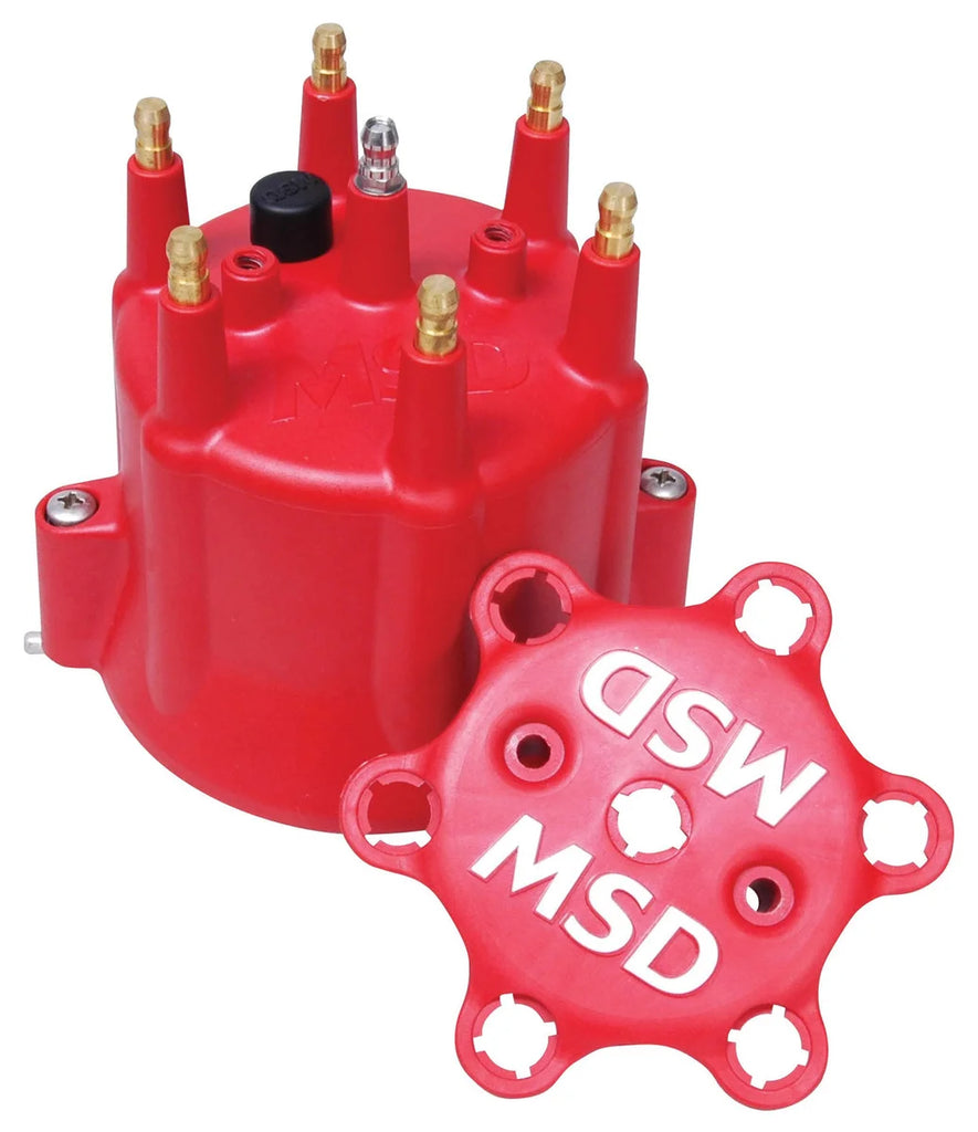 MSD 6 Cylinder HEI Distributor Cap w/Retainer fits Chevy - Main Product View