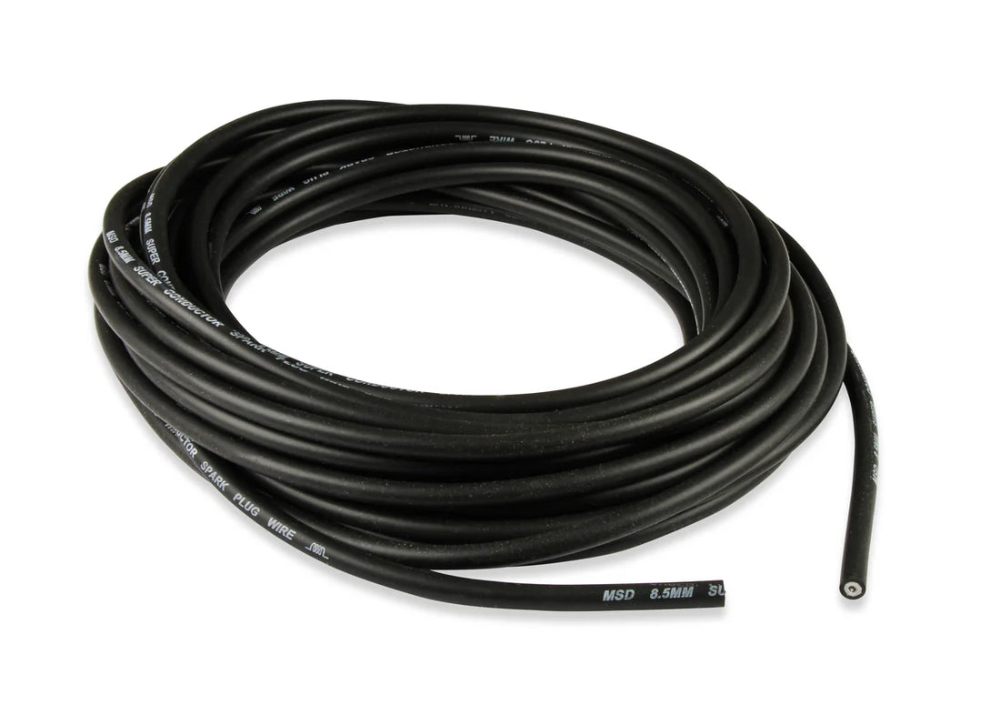 MSD 8.5mm Super Conductor Spark Plug Wire Black Low Resistance 50 Ft - Side View