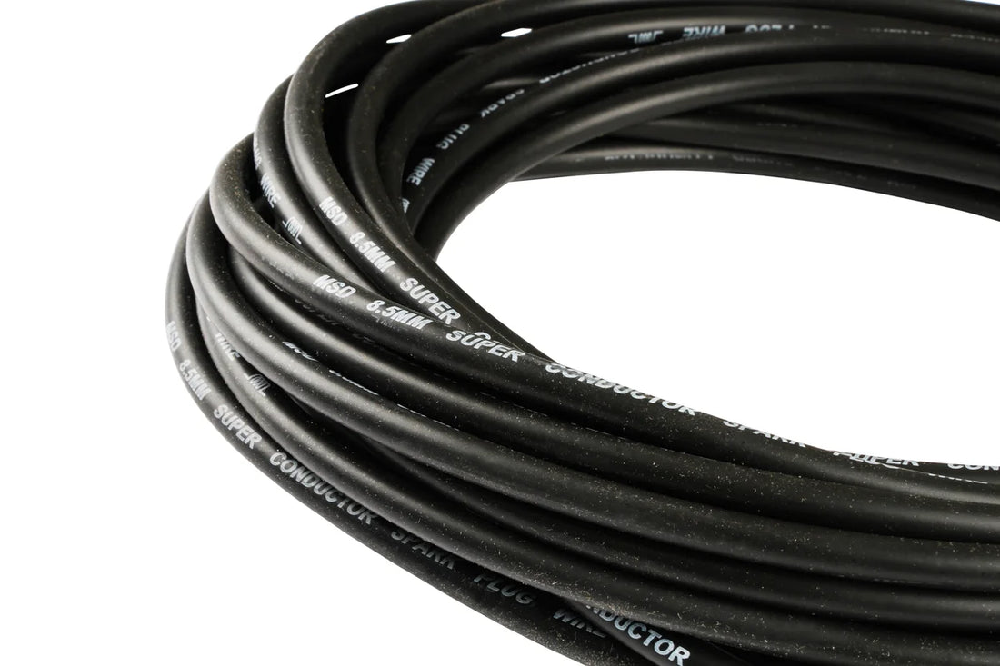 MSD 8.5mm Super Conductor Spark Plug Wire Black Low Resistance 50 Ft - Back View