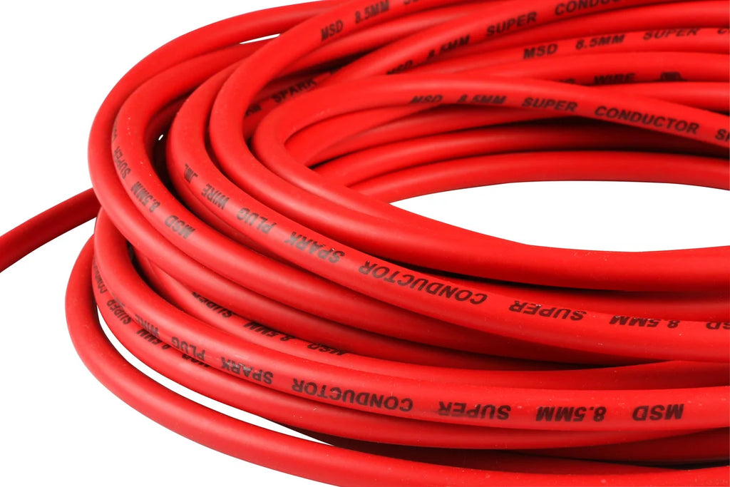 MSD 8.5mm Super Conductor Spark Plug Wire Red Low Resistance 50 Ft - Installation View