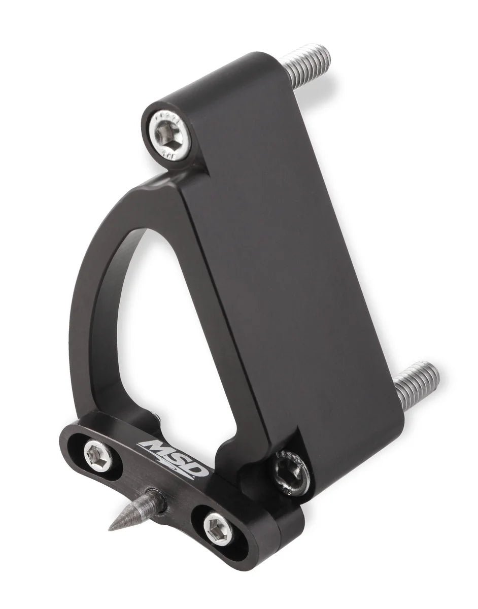 MSD Adjustable Billet Timing Pointer fits 1963 1965-2000 Chevrolet / GMC BBC - Installation View