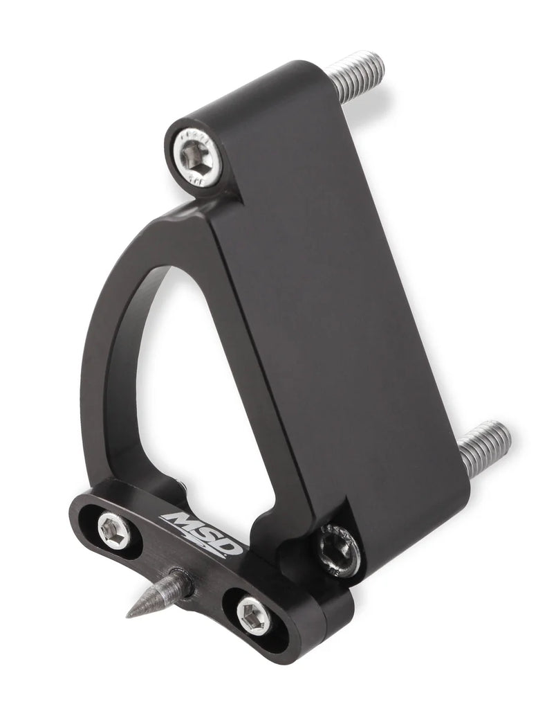 MSD Adjustable Billet Timing Pointer fits 1963 1965-2000 Chevrolet / GMC BBC - Installation View