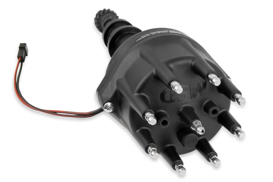 MSD Black Distributor, Ford 351W, Pro-Billet w/Steel Gear 857831 - Back View