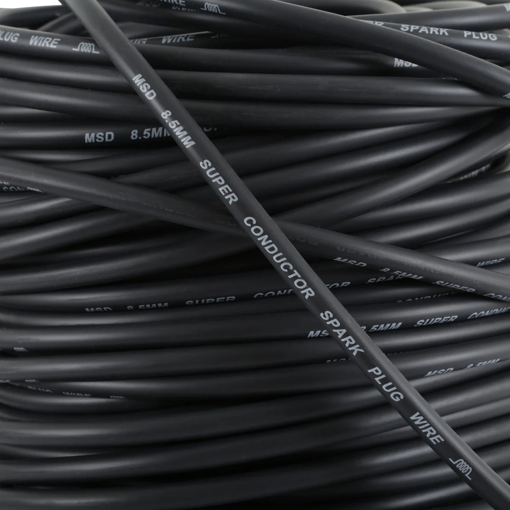 MSD Black Super Conductor Spark Plug wire in bulk 300' length - Side View